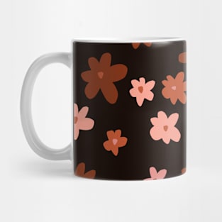 Orange Flowers Repeating Design in Black Mug